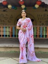 DAC Rashmi Mogra Pink Chinon Silk Printed Designer Readymade Sarees Wholesale Shop In Surat